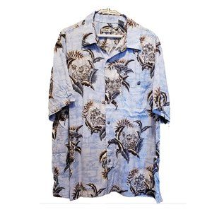 BATIK BAY Hawaiian Shirt Rayon Palm Trees Men's XL